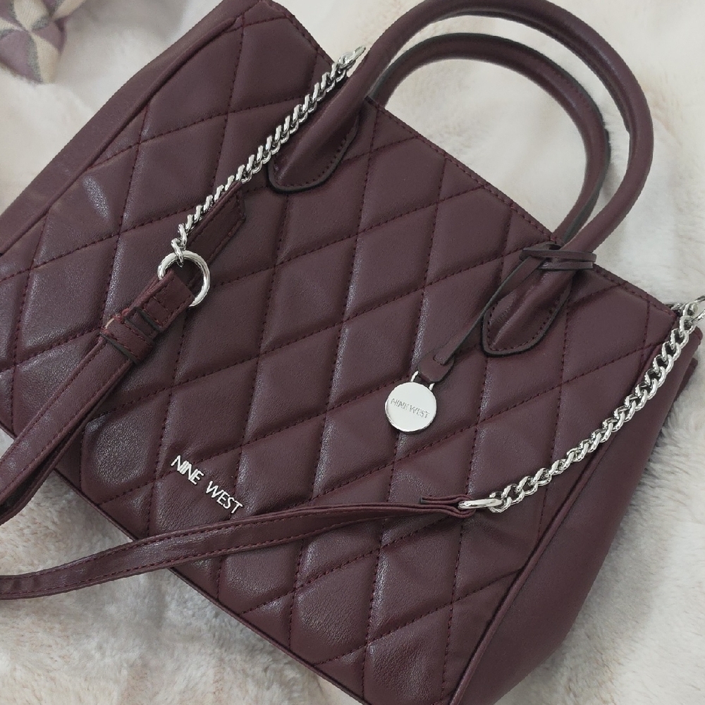 Nine West Dark Red Quilted Shoulder Bag